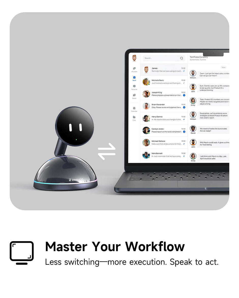 Pre-order the ZEEHOO AIPAL DOCK Real-Time Ai Voice Productivity Companion